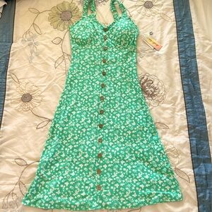 New w/tags,small Derek Heart brand, green w/white butterflies and flowers dress